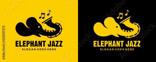 elephant vector logo with saxophone nose