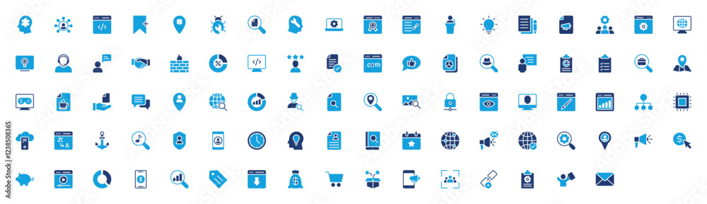 Set of SEO and Internet icon. Presentation, Spearkers, Malware, Browser, Parcel, Rating, Feedback, Monitor, Document, Web Site, Link, Thumbs Up, Chip, Pin Point, Customer Service vector illustration. Set of SEO and Internet icon. Presentation, Spearkers, Malware, Browser, Parcel, Rating, Feedback, Monitor, Document, Web Site, Link, Thumbs Up, Chip, Pin Point, Customer Service vector illustration.