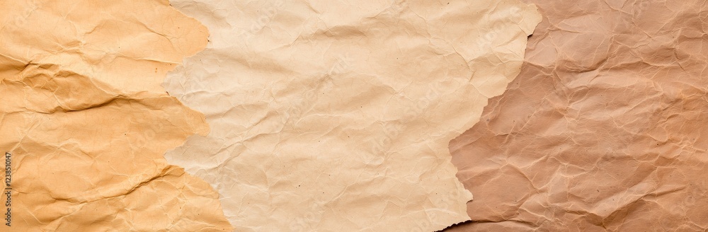 Fototapeta premium Crumpled brown wrapping paper creating textured background