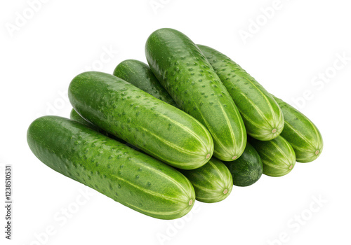 Tasty green cucumbers isolated on white background, no depth of field, sharp.