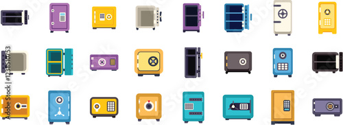 Set of security strongboxes protecting valuables, money, and documents