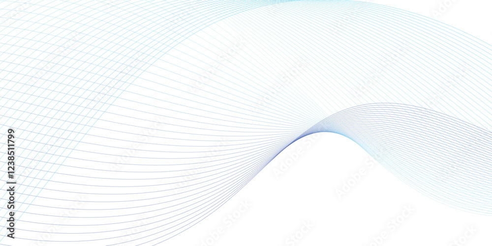Fototapeta premium Abstract wave of the blue and other colored blend lines. Abstract blue smooth wave on a white background. Dynamic sound wave isolated. Creative line art. Vector illustration