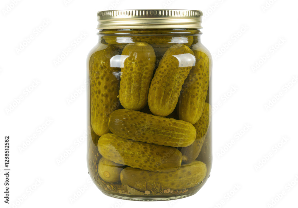 Jar of pickles isolated on white background, no depth of field, sharp. Jar of pickles isolated on white background, no depth of field, sharp.
