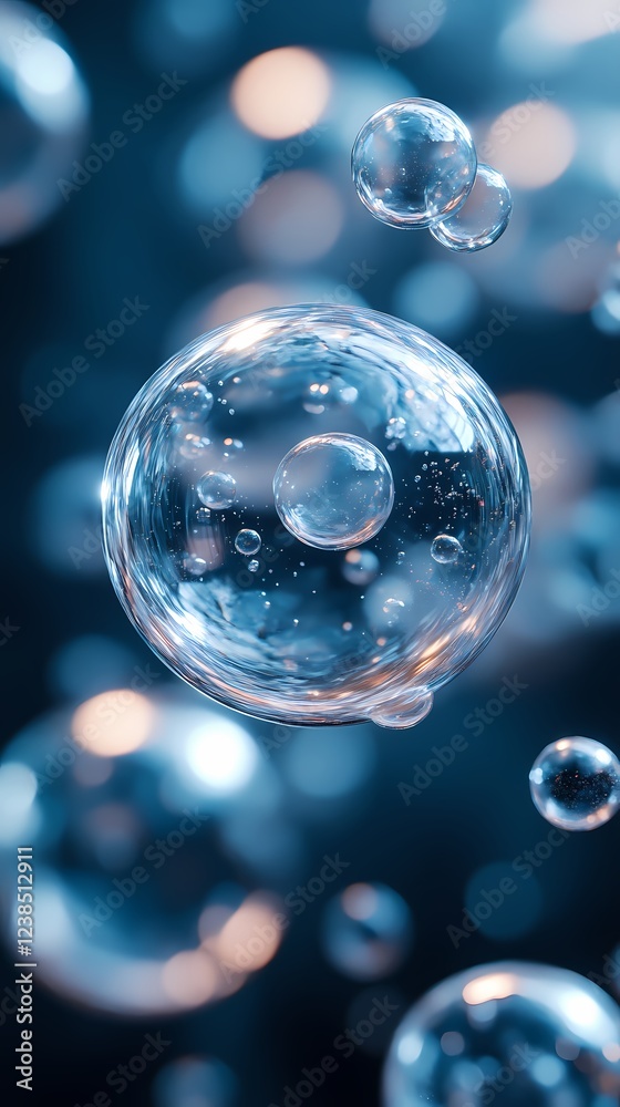 Naklejka premium Digital technology blue and silver bubble abstract poster background