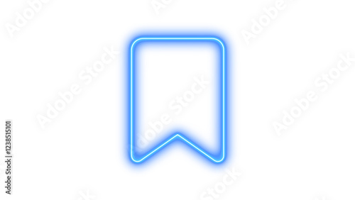 Neon symbol bookmark icon blue color glow with transparent background