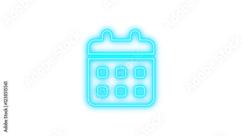 Neon symbol calendar days icon cyan color glow with transparent background