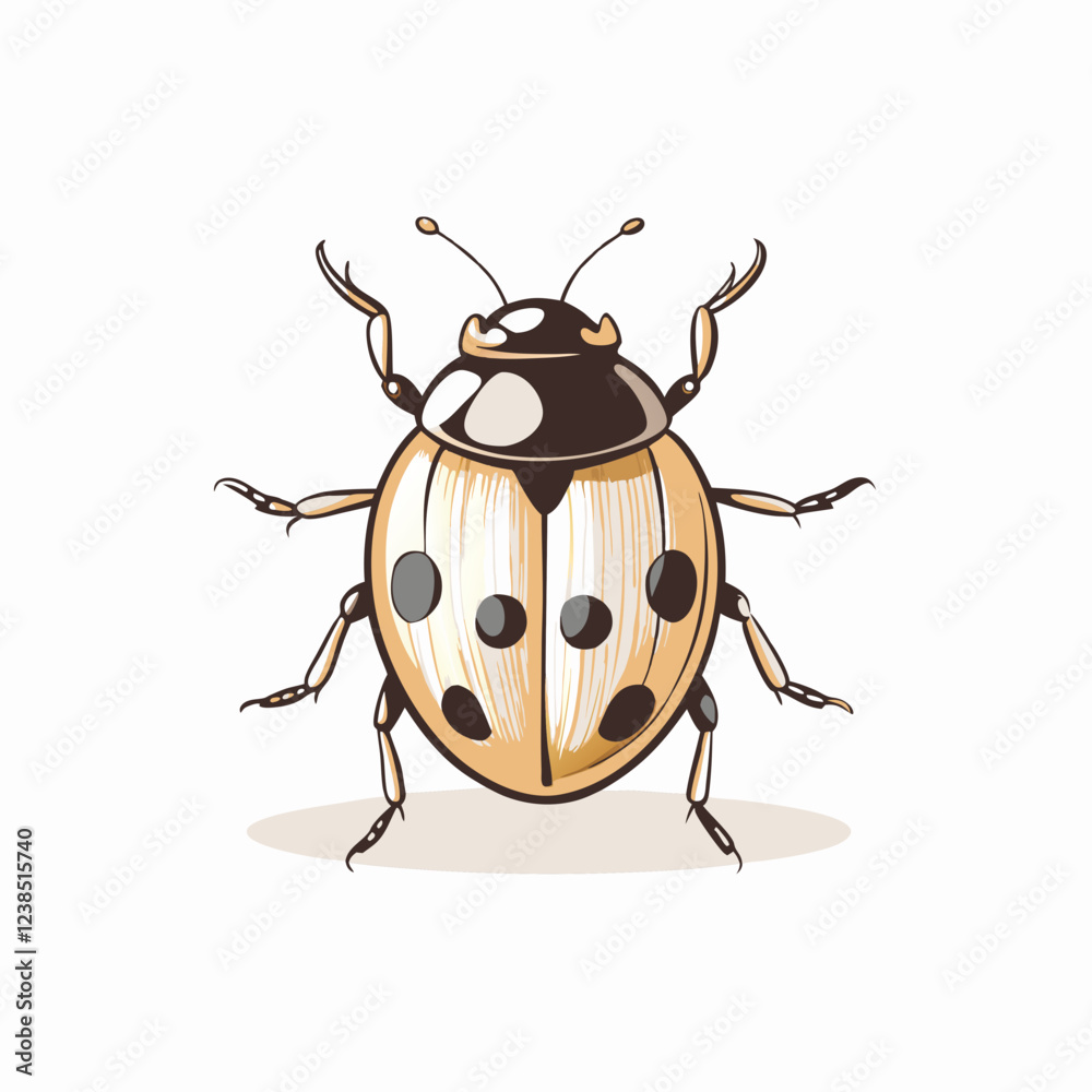 Illustration of a ladybug on a light background, nature symbolism Illustration of a ladybug on a light background, nature symbolism