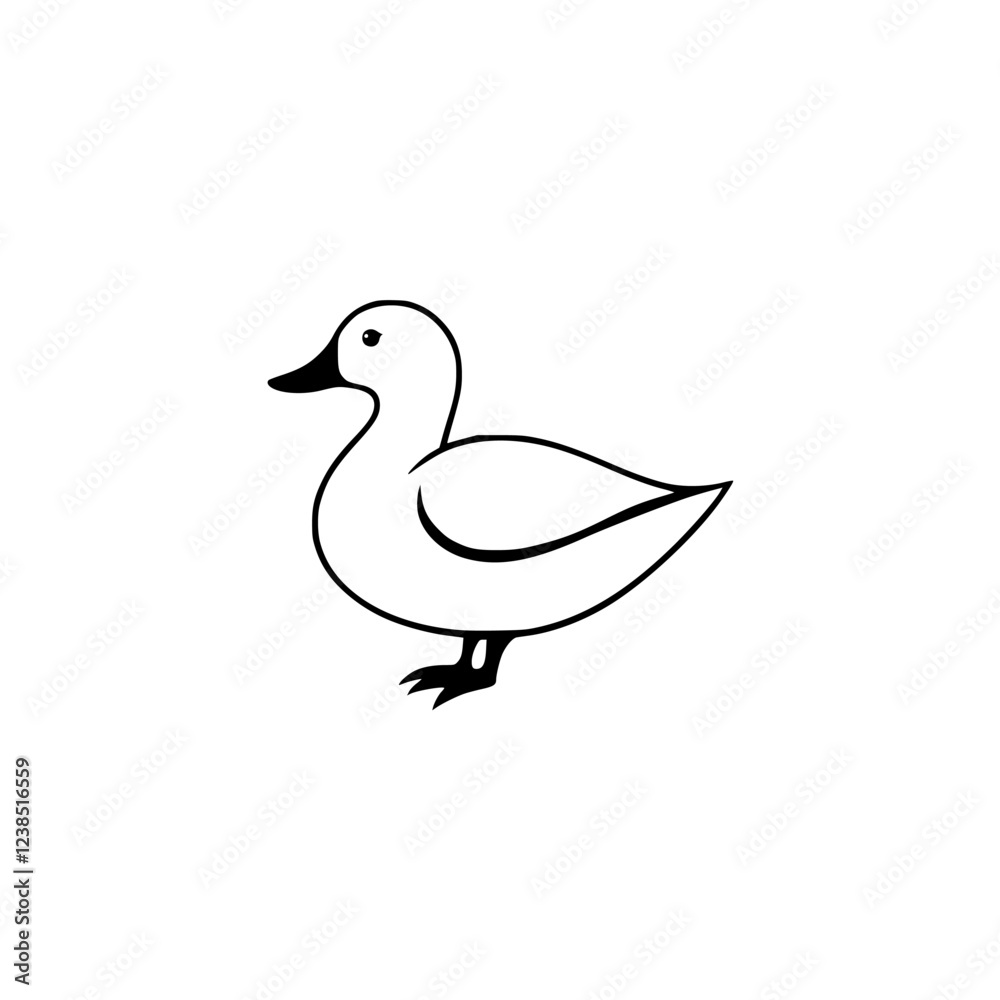 Elegant Duck Illustration: A Simple Black and White Drawing of a Duck, Perfect for Nature Lovers and Animal Enthusiasts Elegant Duck Illustration: A Simple Black and White Drawing of a Duck, Perfect for Nature Lovers and Animal Enthusiasts