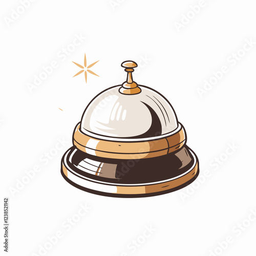 Elegant hotel reception bell illustration, service and hospitality