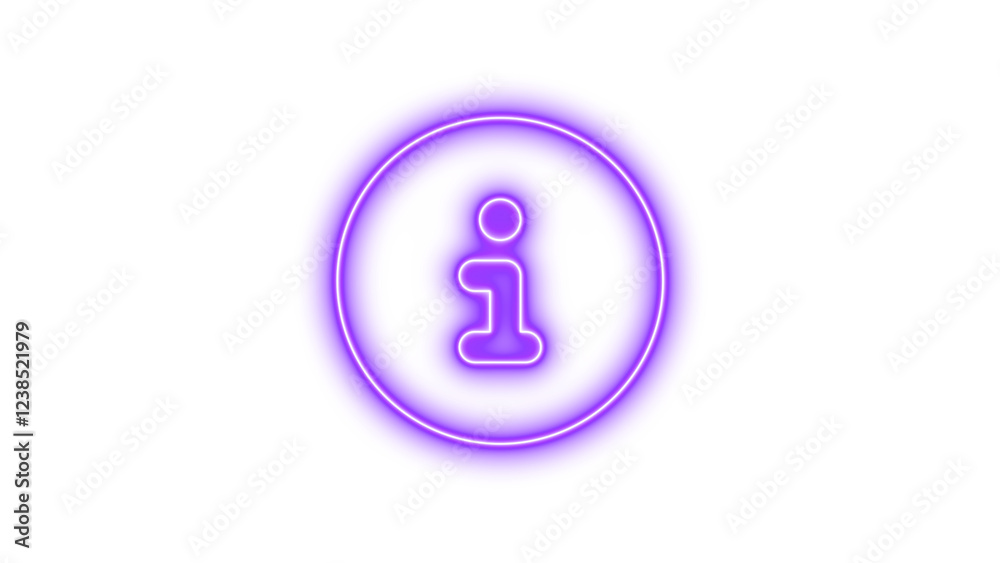 Neon symbol circle info icon purple color glow with transparent background Neon symbol circle info icon purple color glow with transparent background
