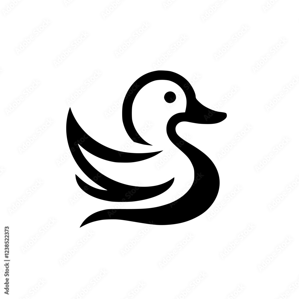 Obraz premium Elegant Duck Bird Logo Design: Minimalist Vector Icon for Nature and Wildlife Brands