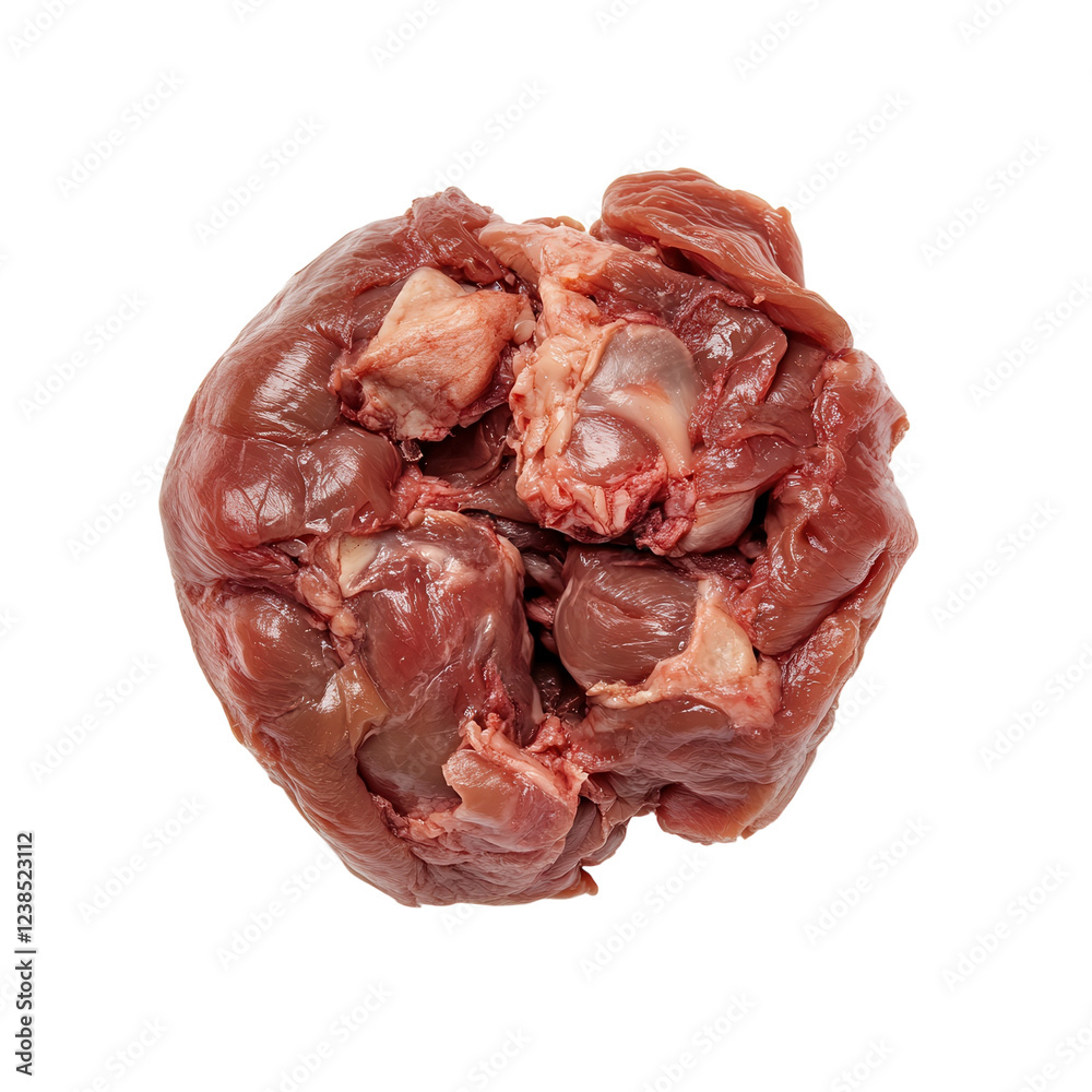Raw Buffalo Offal Close Up on transparent background.