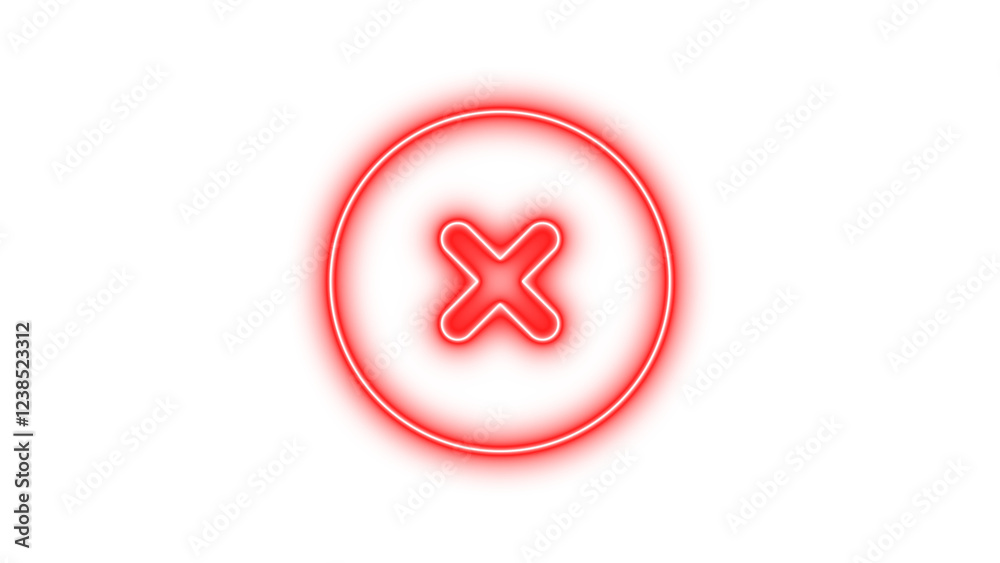 Neon symbol circle xmark icon red color glow with transparent background Neon symbol circle xmark icon red color glow with transparent background
