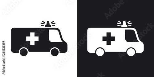 Ambulance icons set in flat filled style.