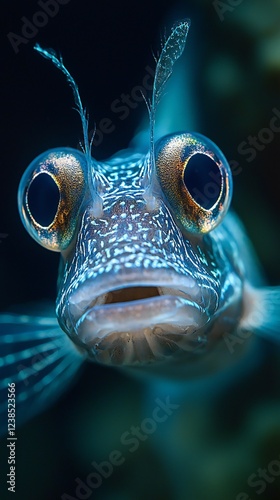 HD Phone Wallpaper Stunning Close up of a Blue Spotted Blenny Fish with Large Eyes Underwater photo