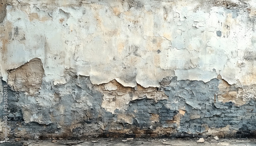 Obraz premium Weathered Wall Texture Showing Brick and Decaying Plaster