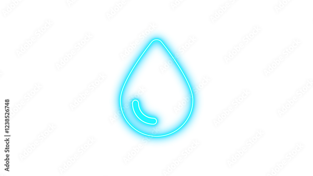 Neon symbol droplet icon cyan color glow with transparent background Neon symbol droplet icon cyan color glow with transparent background