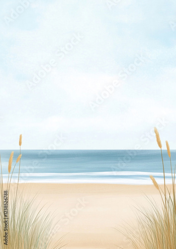 Obraz na płótnie Aquarell Strand Hintergrund mit Textfreiraum w salonie