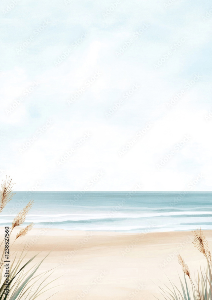 Aquarell Strand Hintergrund mit Textfreiraum