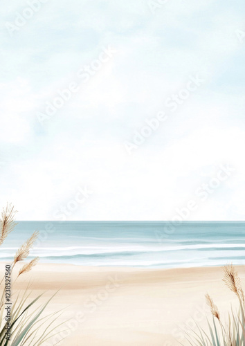 Obraz na płótnie Aquarell Strand Hintergrund mit Textfreiraum w salonie