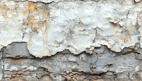 Weathered Wall Shows Aged Paint and Stone