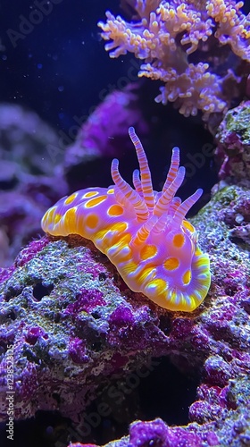 HD Phone Wallpaper Vibrant Chromodoris Nudibranch on Purple Coral Reef in Aquarium