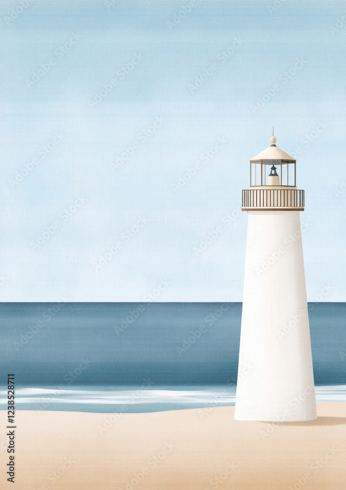 Leuchtturm am Strand - Aquarell Strand Hintergrund mit maritimen Motiv