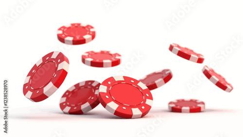 Casino chips rendered volumized icons set for betting and gambling games, 3D realistic vector illustration isolated on white background. Casino roulette falling chips.