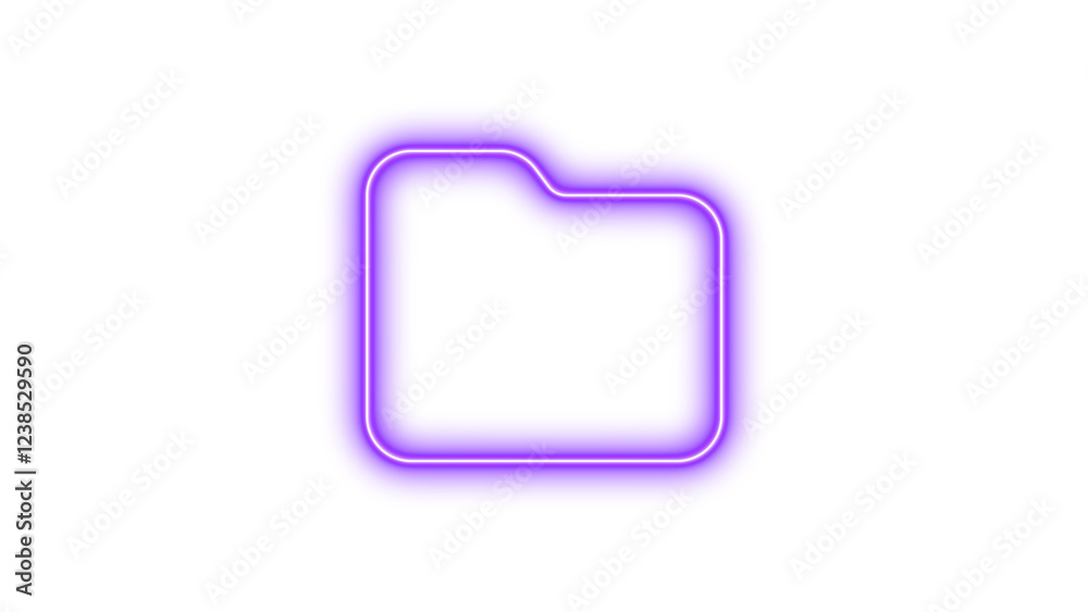 Neon symbol folder icon purple color glow with transparent background Neon symbol folder icon purple color glow with transparent background