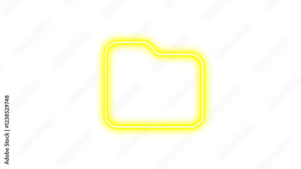 Neon symbol folder icon yellow color glow with transparent background Neon symbol folder icon yellow color glow with transparent background