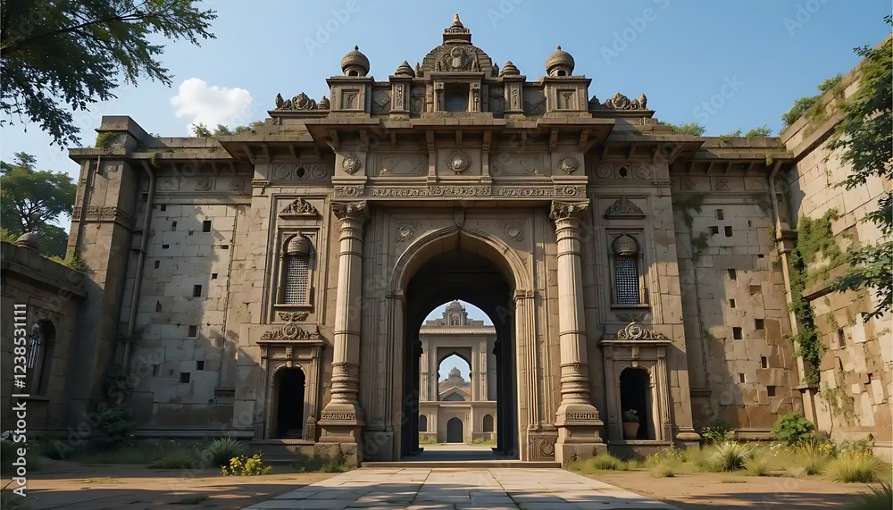 Obraz premium Majestic Stone Archway Entrance to Ancient Palace
