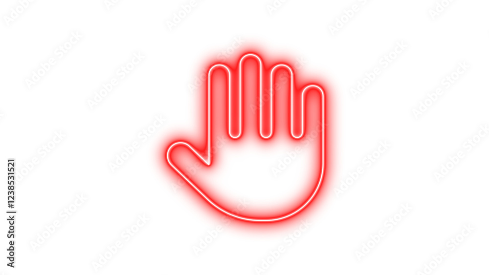 Neon symbol hand icon red color glow with transparent background Neon symbol hand icon red color glow with transparent background