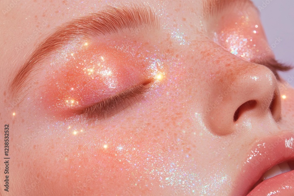 Fototapeta premium Glowy makeup trend with sparkle and shine accentuating natural beauty