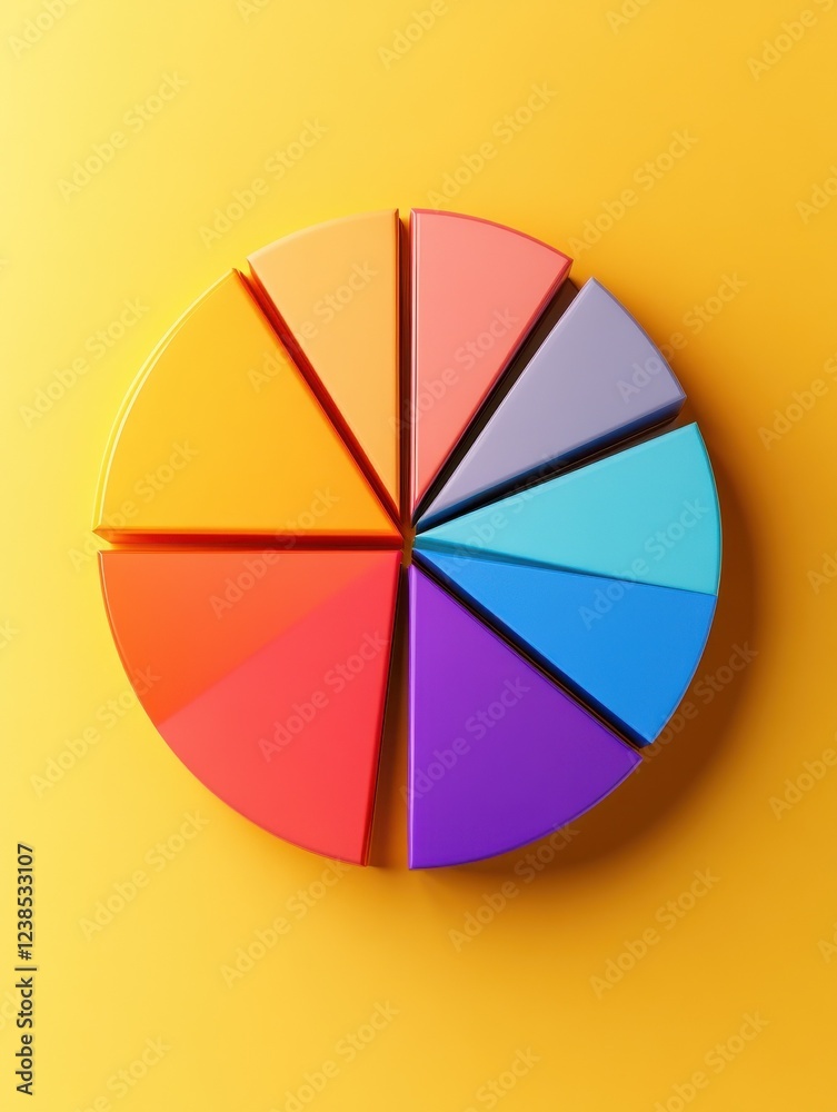 Obraz premium A pie chart showing skill distribution, solid color background
