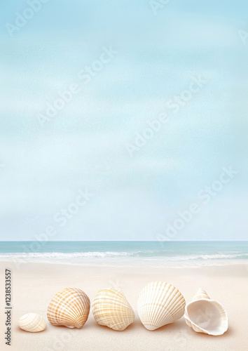 Aquarell Strand Hintergründe mit maritimen Motiven und Textfreiraum