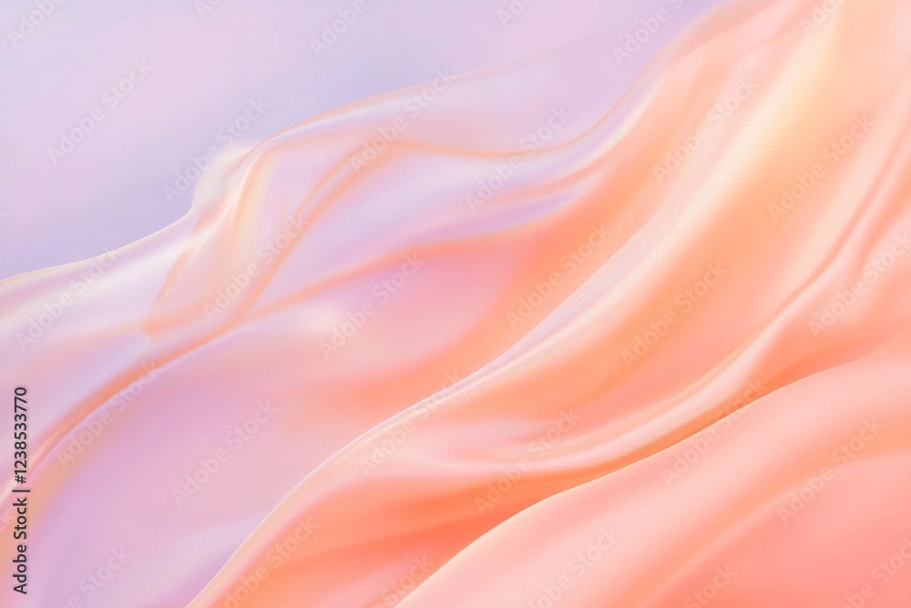 Obraz premium Soft coral fabric flowing gracefully with a warm blurred background in a serene setting