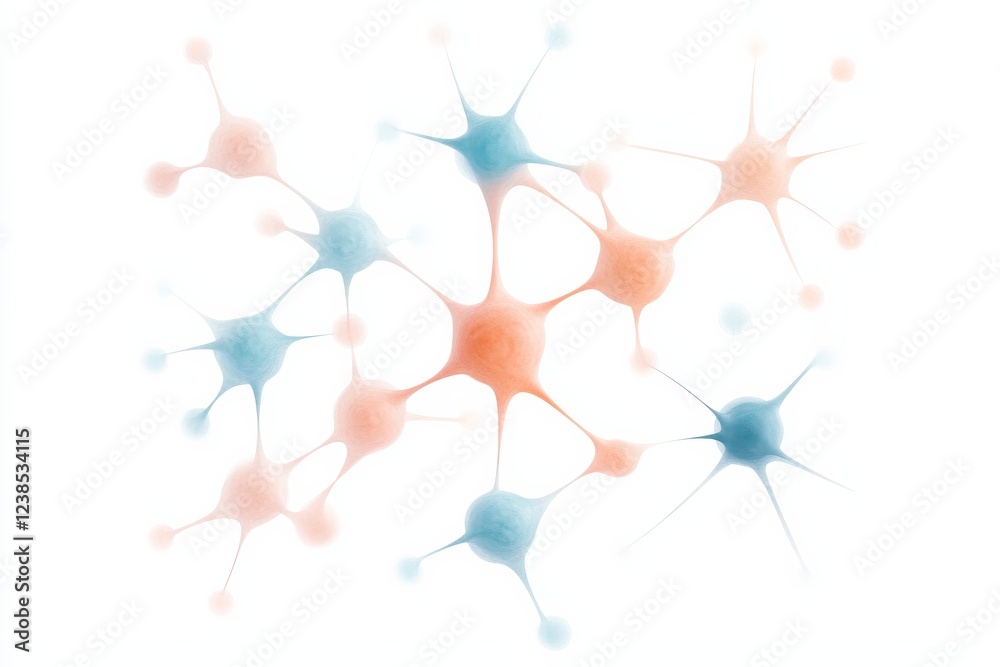 Visual representation of interconnected neurons in vibrant colors and layered design Visual representation of interconnected neurons in vibrant colors and layered design