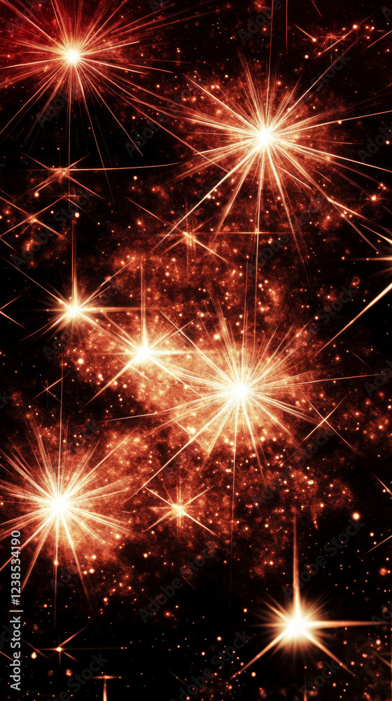 Naklejka premium Bright starry night with glowing bursts of light