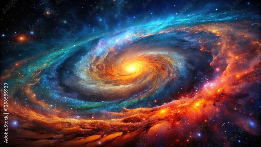 A fiery cosmic swirl, a mesmerizing nebula in deep space, with vibrant colors and celestial wonders A fiery cosmic swirl, a mesmerizing nebula in deep space, with vibrant colors and celestial wonders