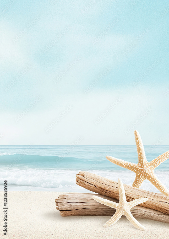 Aquarell Strand Hintergründe mit maritimen Motiven und Textfreiraum