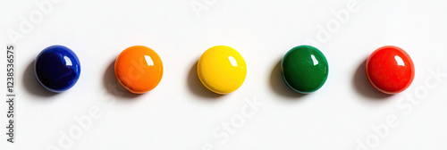 Five Glossy Paint Samples in Primary and Secondary Colors
