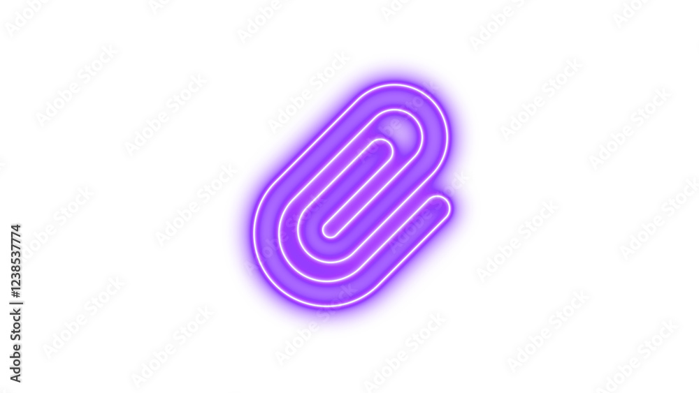 Neon symbol paperclip icon purple color glow with transparent background Neon symbol paperclip icon purple color glow with transparent background