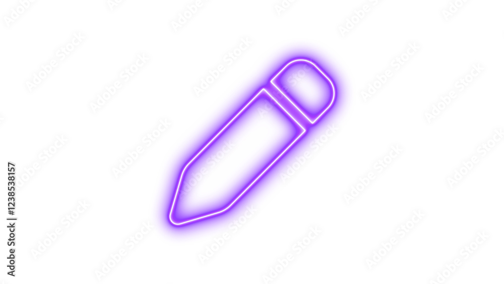 Neon symbol pen icon purple color glow with transparent background Neon symbol pen icon purple color glow with transparent background