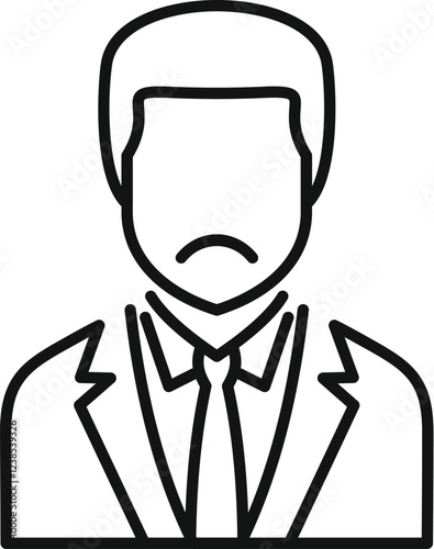 Line drawing of a sad businessman feeling down and depressed about crisis showing disappointment