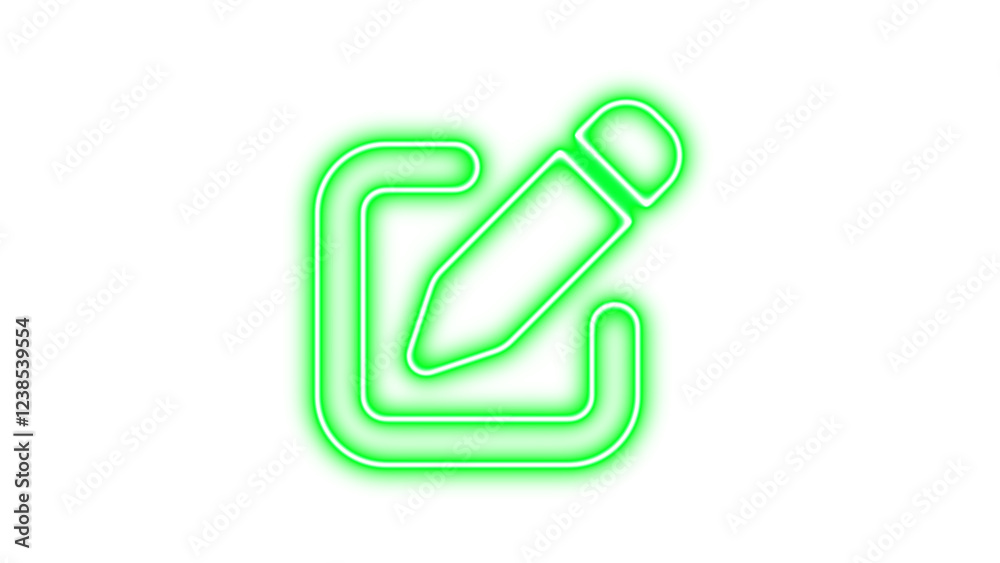 Neon symbol pen to square icon green color glow with transparent background Neon symbol pen to square icon green color glow with transparent background