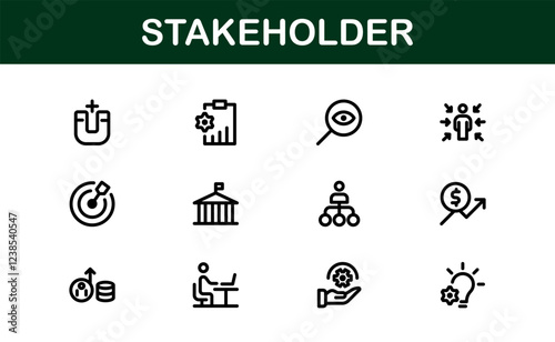 Stakeholder Icon Set. Professional Vector Illustrations for Business Partnerships, Investors, and Corporate Relationships