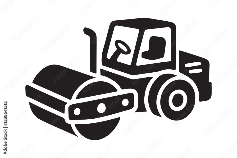Construction Site Road Roller Silhouette Black Vector Art Construction Site Road Roller Silhouette Black Vector Art
