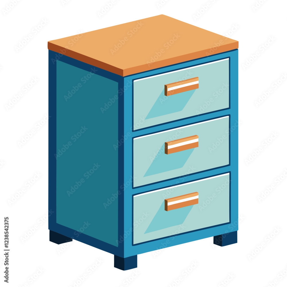 This side view of a compact drawer unit highlights its three spacious drawers and sturdy construction, making it an ideal storage solution for homes or offices This side view of a compact drawer unit highlights its three spacious drawers and sturdy construction, making it an ideal storage solution for homes or offices
