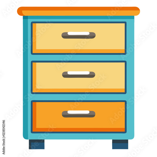 A vibrant drawer unit features three spacious compartments for storage, designed with a striking color combination. This functional furniture piece enhances any room's decor