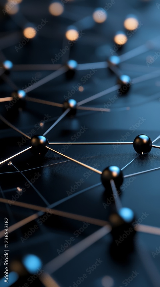 Exploring the intricate connections of a network on a dark surface illuminated by subtle lighting for design inspiration